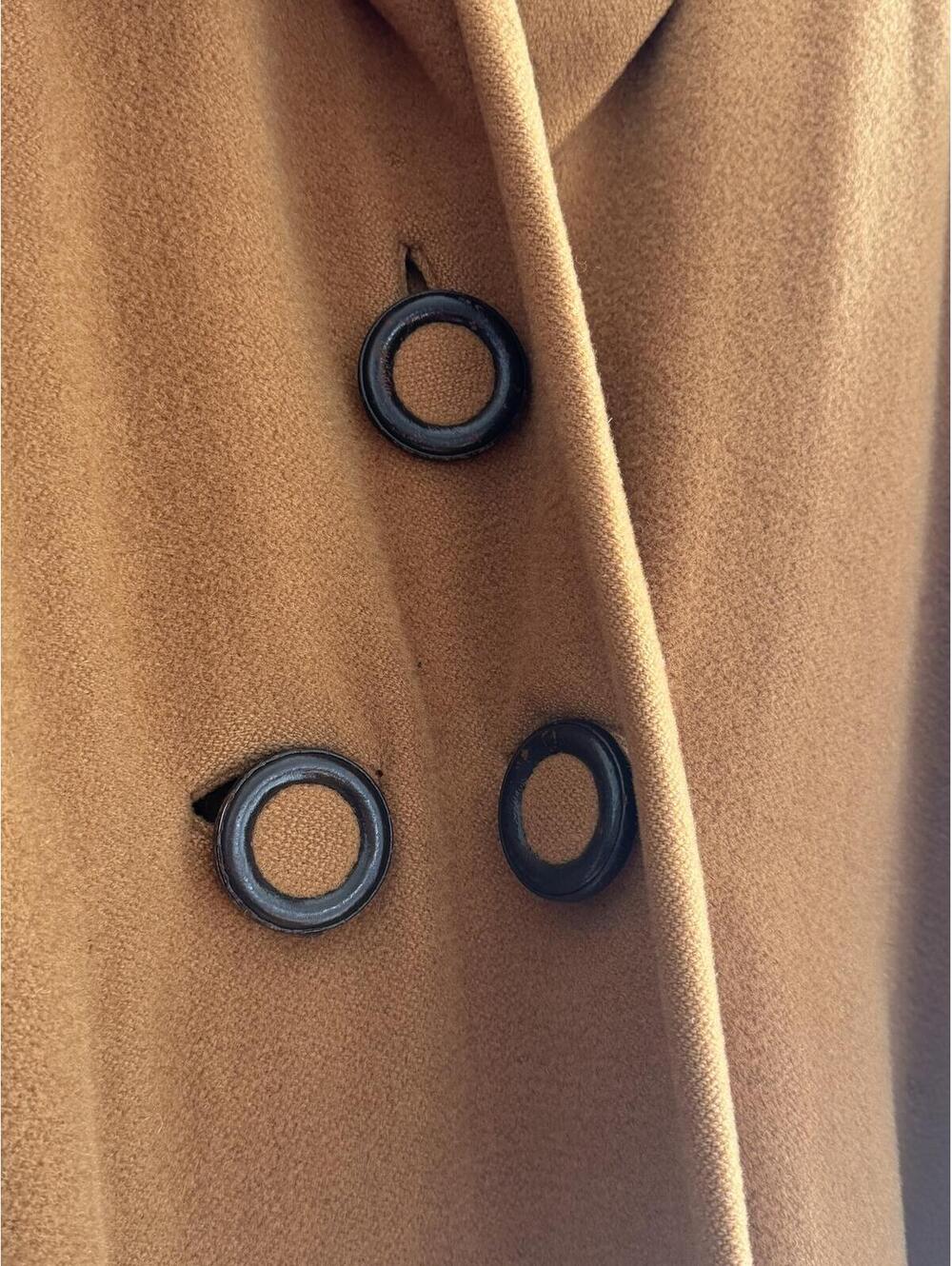 1950s Vintage Regal Caramel Double-Breasted Long Coat with Statement Cuff Detail - Picture 9 of 12